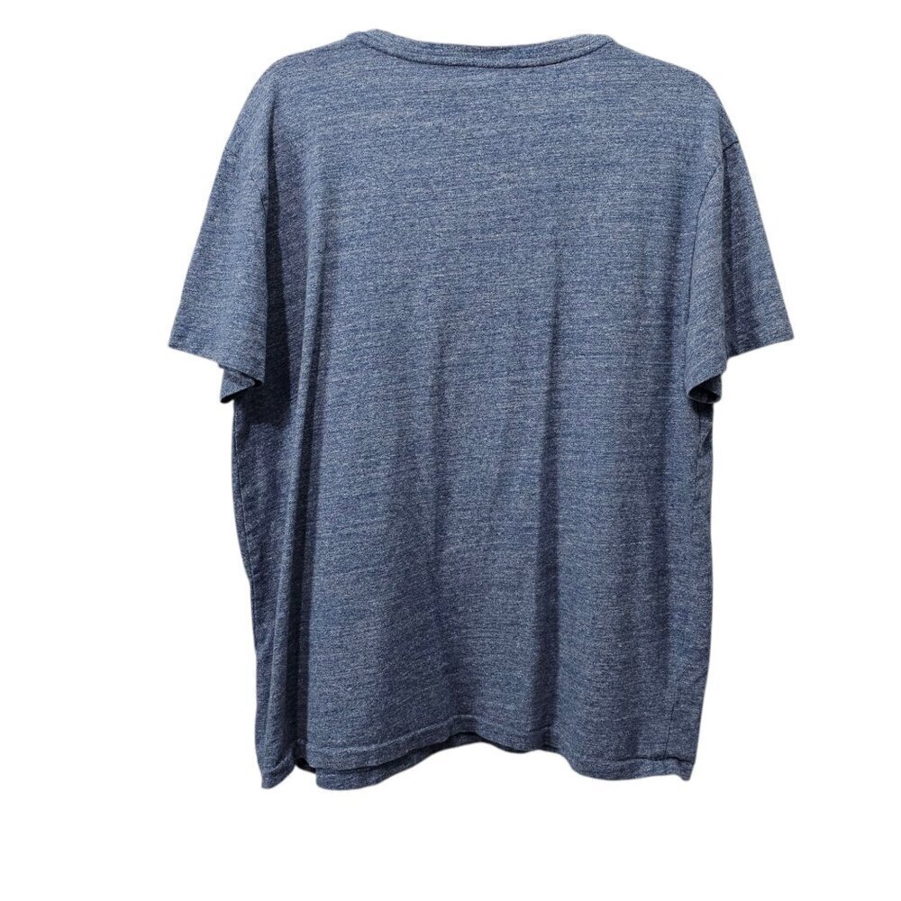 Polo Ralph Lauren Short Sleeve V Neck Marled Blue Cotton Shirt - Picture 6 of 7